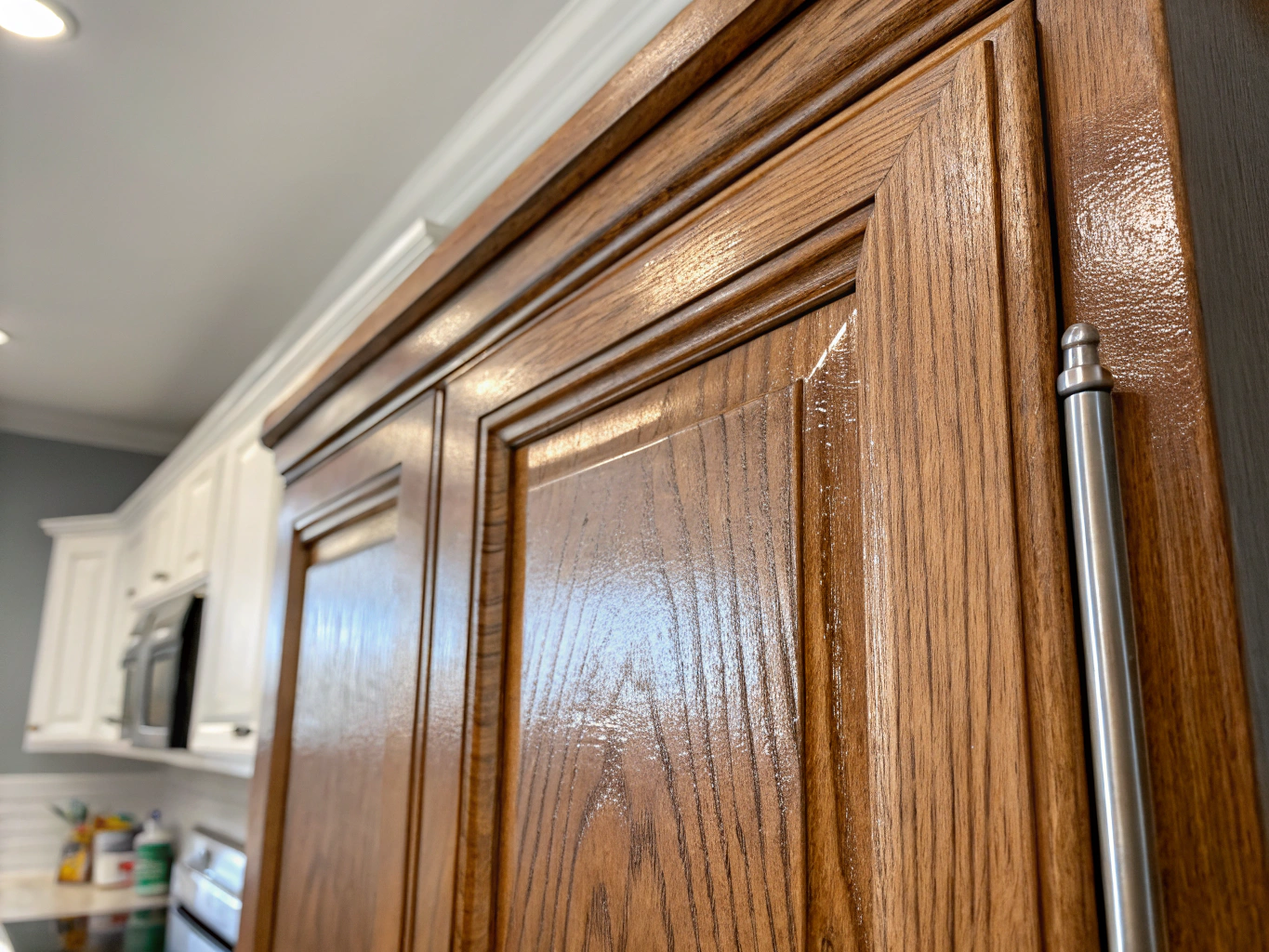 Detail shot of a smooth finished cabinet door