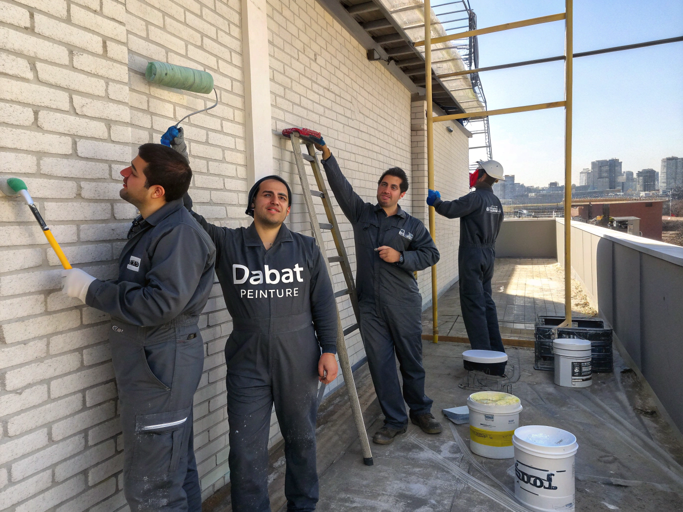 Professional painting crew working on a commercial interior